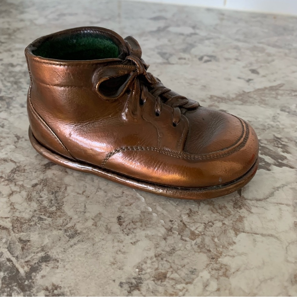Vintage Brass / Bronze Baby shoe retro collector MCM
